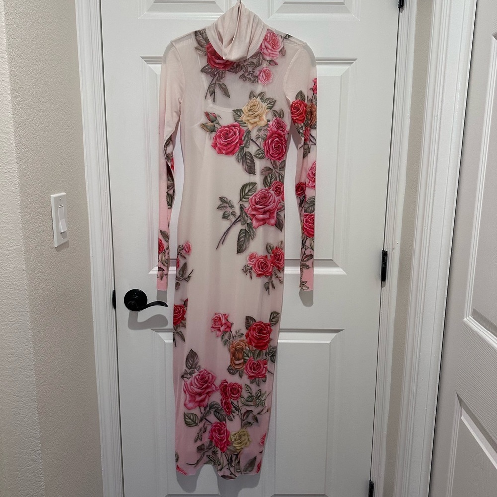 AFRM Floral Long Sleeve Dress - Pink and Red